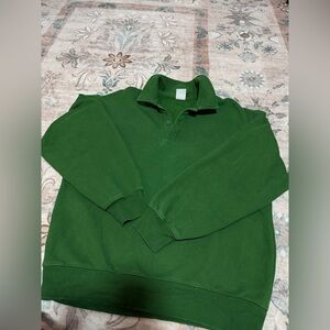 TNA Cozy Fleece Boyfriend Fit Green Sweatshirt